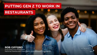 RESTAURANTS  ROB GIFFORD  Executive Vice President  National Restaurant Association Educational