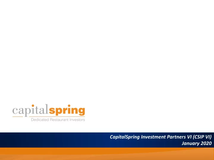 capitalspring investment partners vi csip vi january 2020