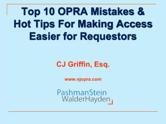 Top 10 OPRA Mistakes &amp;  Hot Tips For Making Access  Easier for Requestors  CJ Griffin, Esq.