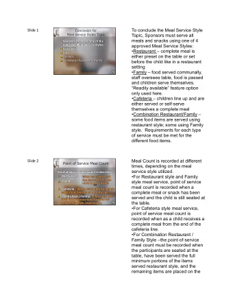 To conclude the Meal Service Style  Slide 1  Conclusion for  Meal Service Styles Topic  Topic,