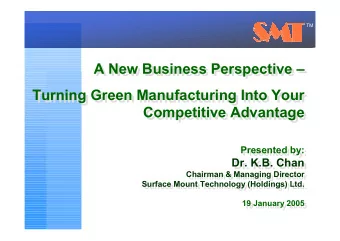 A New Business Perspective   A New Business Perspective   Turning Green Manufacturing Into