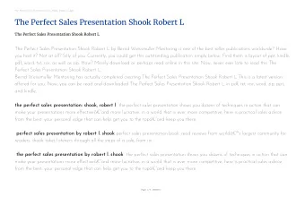The Perfect Sales Presentation Shook Robert L  The Perfect Sales Presentation Shook Robert L  The