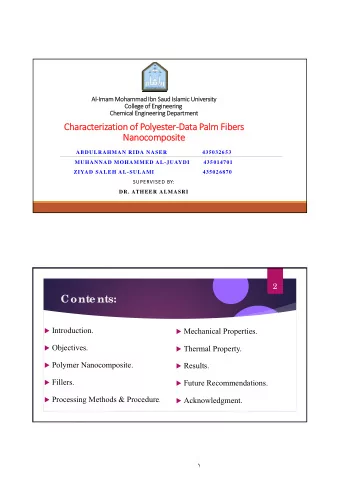 Conte nts:  Introduction.  Mechanical Properties.  Objectives.  Thermal Property.