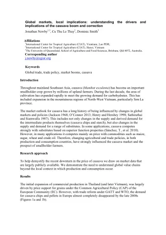 Global markets, local implications: understanding the drivers and  implications of the cassava boom