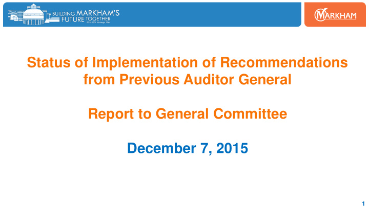 from previous auditor general report to general committee