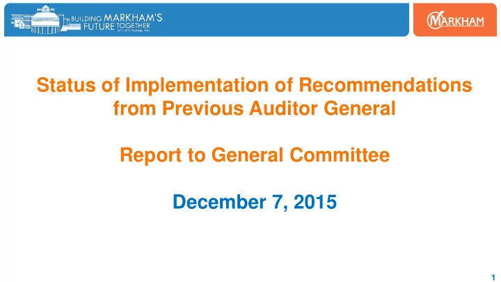 from previous auditor general report to general committee