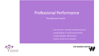 Professional Performance  The Warren Centre  Sirui Sun (M.E. Chemical and Biomolecular)  Leying