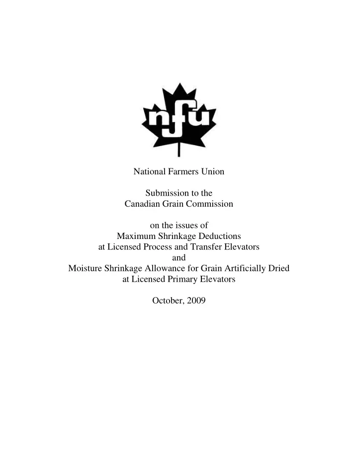 national farmers union submission to the canadian grain