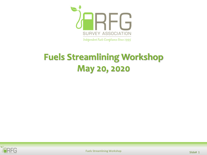 fuels streamlining workshop may 20 2020