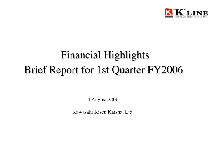 financial highlights financial highlights brief report