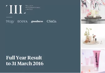 Full Year Result  to 31 March 2016  Trilogy International  Overview TIL - Trilogy International