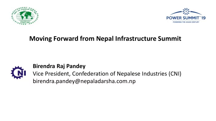 moving forward from nepal infrastructure summit