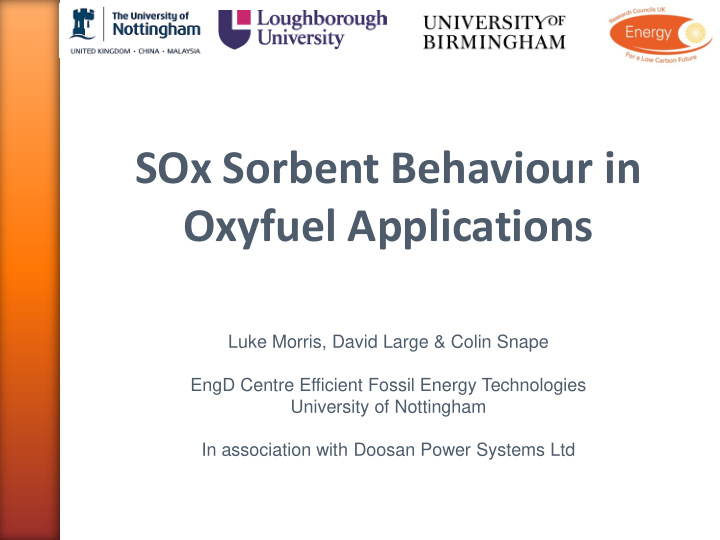 sox sorbent behaviour in oxyfuel applications