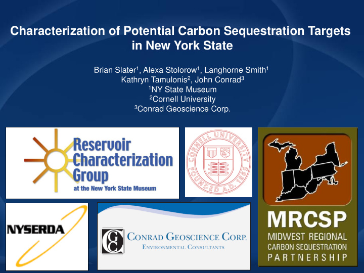 characterization of potential carbon sequestration targets