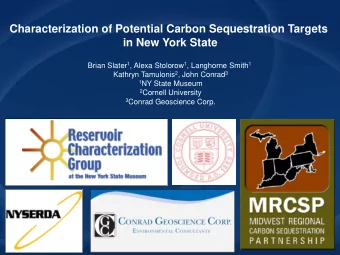 Characterization of Potential Carbon Sequestration Targets  in New York State Brian Slater 1 ,