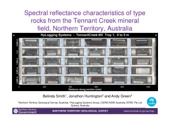 Spectral reflectance characteristics of type  rocks from the Tennant Creek mineral  field, Northern
