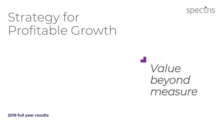 strategy for profitable growth