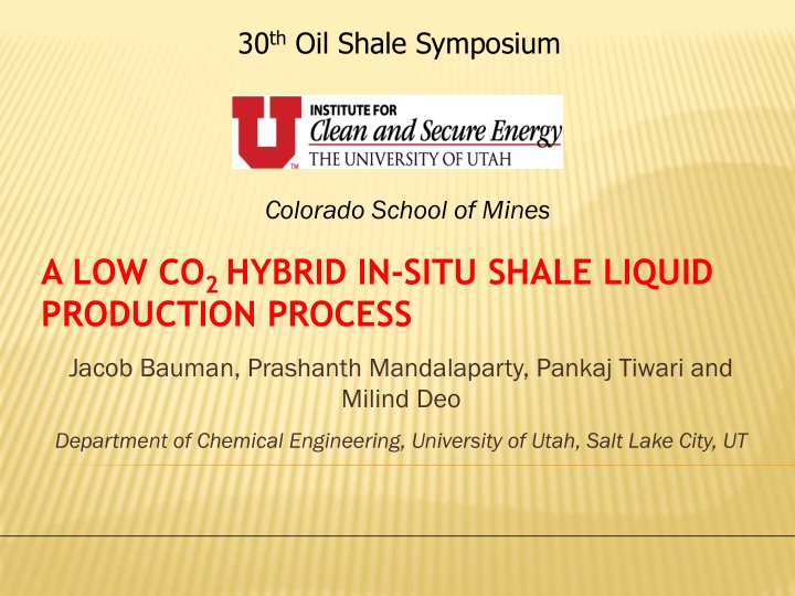 a low co 2 hybrid in situ shale liquid production process