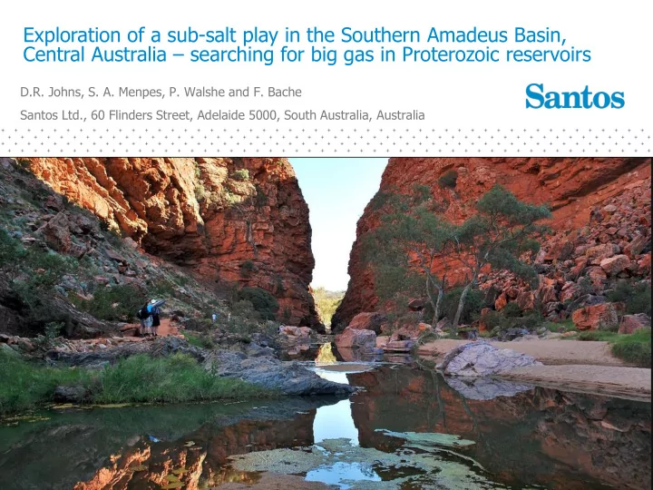 exploration of a sub salt play in the southern amadeus