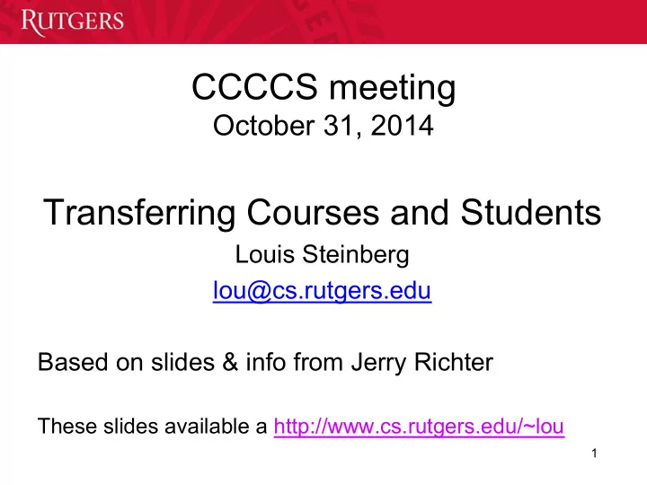 ccccs meeting october 31 2014 transferring courses and