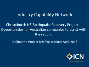 Industry Capability Network  Christchurch NZ Earthquake Recovery Project   Opportunities for