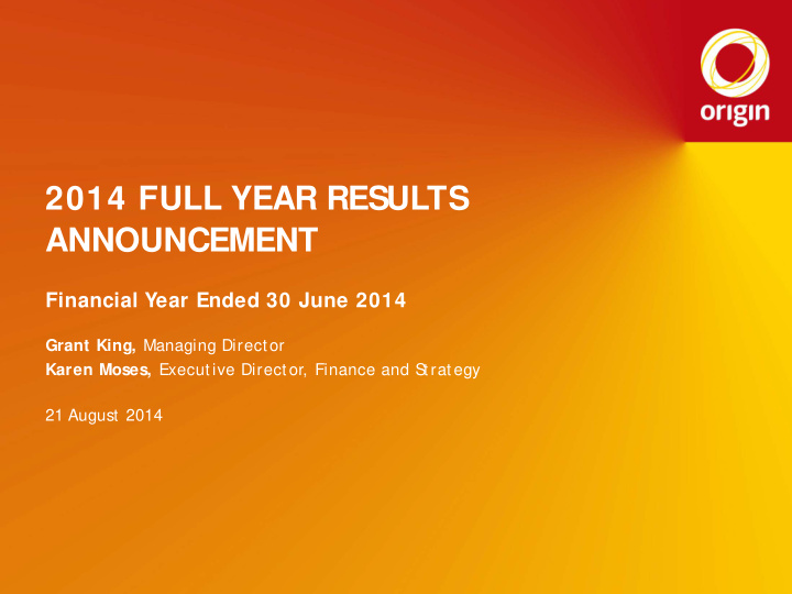 2014 full year results announcement