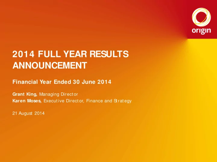 2014 full year results announcement