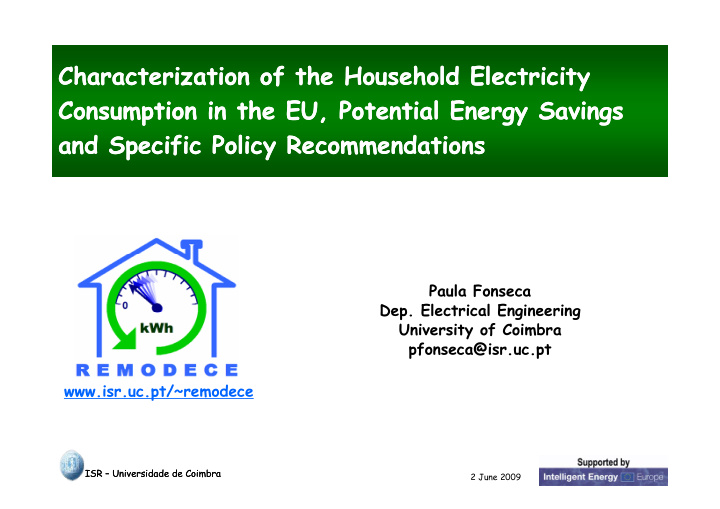 characterization of the household electricity