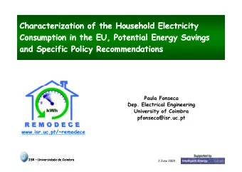 Characterization of the Household Electricity  Characterization of the Household Electricity