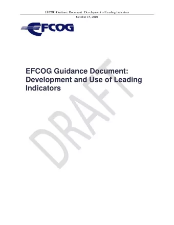 EFCOG Guidance Document:  Development and Use of Leading Indicators  EFCOG Guidance Document: