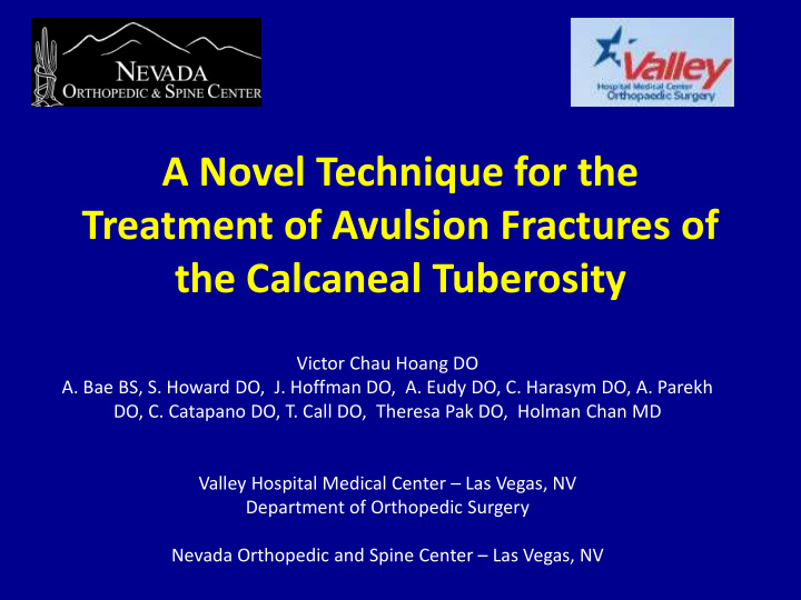 a novel technique for the treatment of avulsion fractures