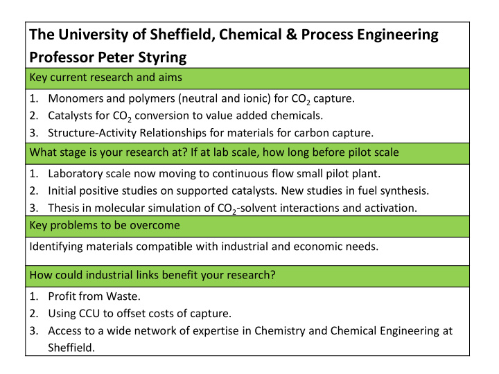 the university of sheffield chemical process engineering