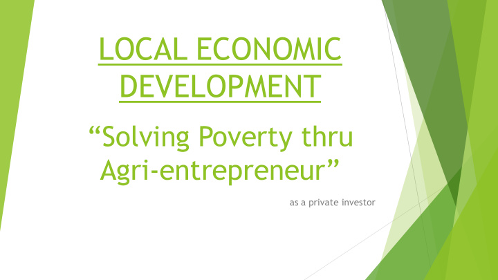 local economic development