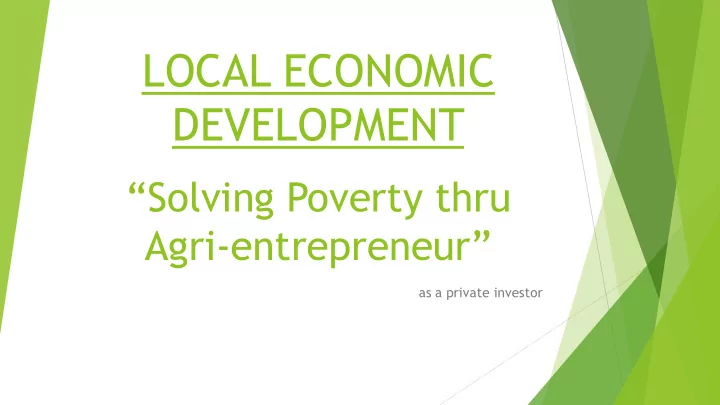local economic development