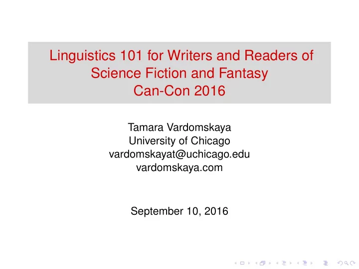 linguistics 101 for writers and readers of science