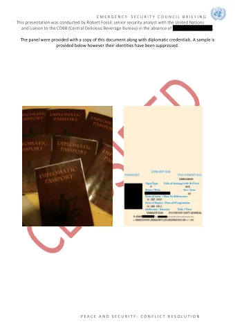 P E A C E A N D S E C U R I T Y : C O N F L I C T R E S O L U T I O N E M E R G E N C Y S E C U R I