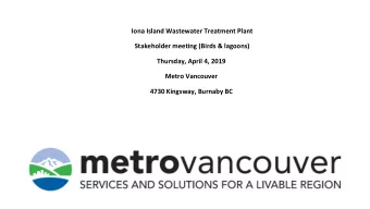 Iona Island Wastewater Treatment Plant Stakeholder meeting (Birds &amp; l agoons)  Thursday, April
