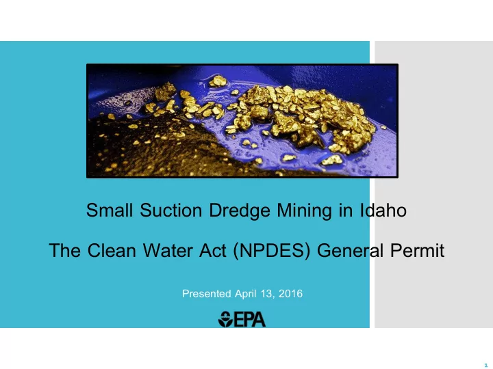 small suction dredge mining in idaho