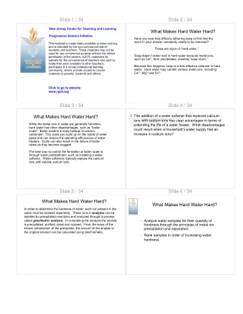 Slide 1 / 34  Slide 2 / 34  New Jersey Center for Teaching and Learning  What Makes Hard Water