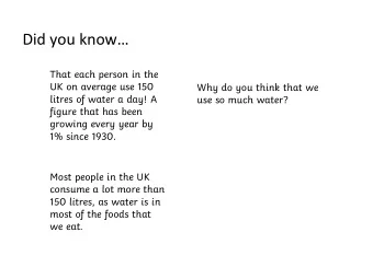 Did you know  That each person in the  UK on average use 150  Why do you think that we  litres
