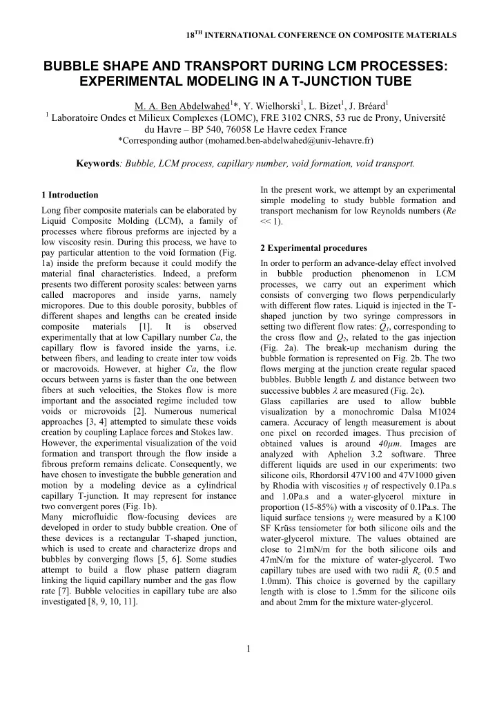 bubble shape and transport during lcm processes