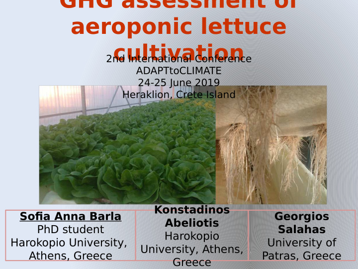 ghg assessment of aeroponic lettuce cultivation