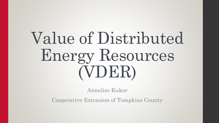 value of distributed energy resources