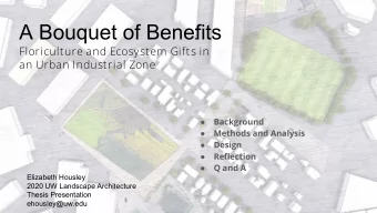 :  A Bouquet of Benefits  Floriculture and Ecosystem Gifts in  an Urban Industrial Zone  Background