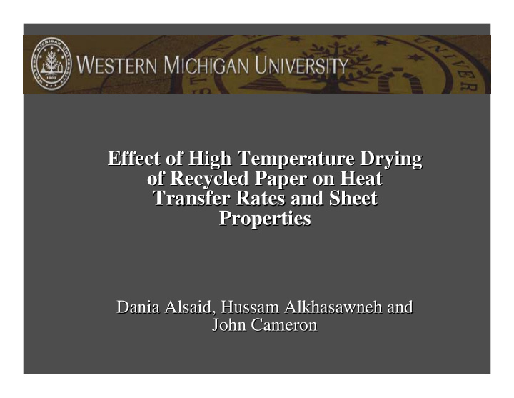effect of high temperature drying effect of high
