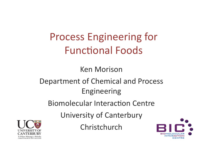 process engineering for func onal foods