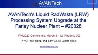 Processing System Upgrade at the  Farley Nuclear Plant  #20328  WM2020 Conference, March 8 - 12,