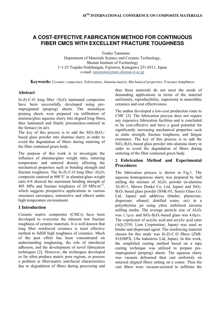 a cost effective fabrication method for continuous fiber
