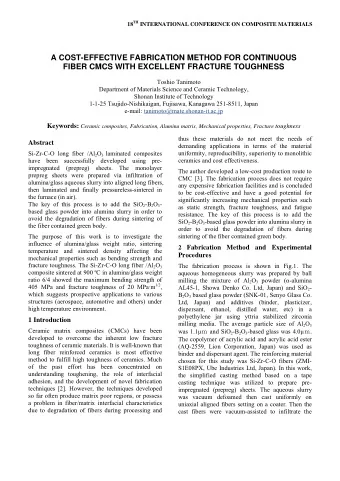 A COST-EFFECTIVE FABRICATION METHOD FOR CONTINUOUS  FIBER CMCS WITH EXCELLENT FRACTURE TOUGHNESS