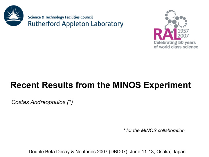 recent results from the minos experiment